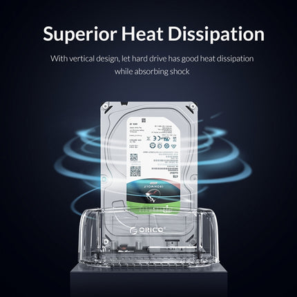 ORICO 6139C3-G2 3.5 inch Transparent USB3.1 Gen2 Type-C Hard Drive Dock