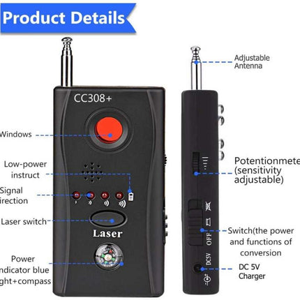 CC308 Full Range Camera Laser  Detector  Mini Wireless Camera Signal GSM Device Finder