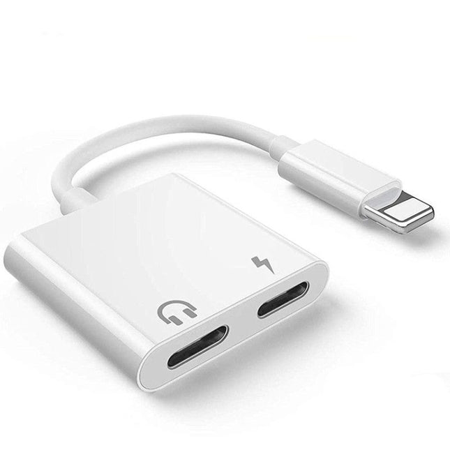 ZS-S1802 2 en 1 Adaptador de auriculares con conector de carga de 8 pines macho a 8 pines + conector de audio de 8 pines hembra, compatible con llamadas y control de cables, compatible con todos los sistemas iOS