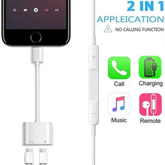 ZS-S1802 2 in 1 8 Pin Male to 8 Pin Charging + 8 Pin Audio Female Connector Earphone Adapter, Support Calls & Wire Control, Compatible with All IOS System