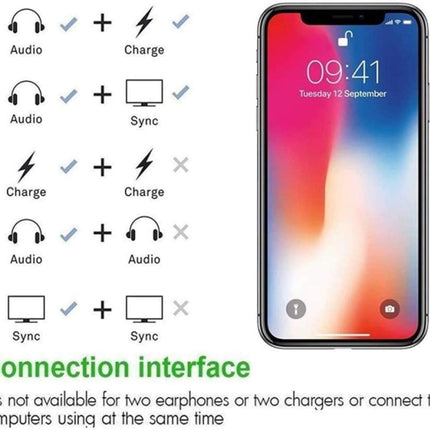 ZS-S1802 2-in-1-Kopfhöreradapter, 8-poliger Stecker auf 8-poligen Ladeanschluss + 8-polige Audiobuchse, unterstützt Anrufe und Kabelsteuerung, kompatibel mit allen iOS-Systemen