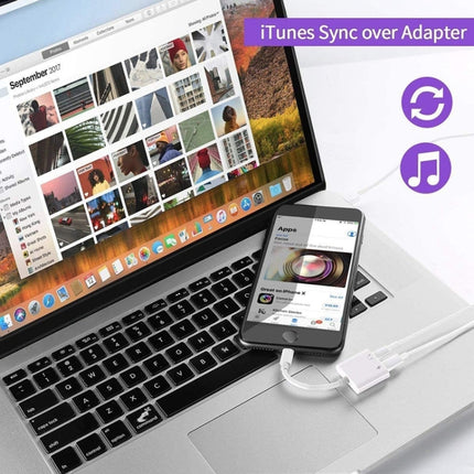 ZS-S1802 2-in-1-Kopfhöreradapter, 8-poliger Stecker auf 8-poligen Ladeanschluss + 8-polige Audiobuchse, unterstützt Anrufe und Kabelsteuerung, kompatibel mit allen iOS-Systemen