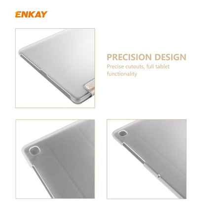 ENKAY ENK-8008 Three Folding Silk Texture PU Leather + PC Smart Case with Holder for Samsung Galaxy Tab S6 Lite P610 / P615