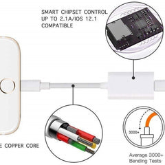 ZS-S1801 2 in 1 8 Pin Male to 8 Pin Charging + 8 Pin Audio Female Connector Earphone Adapter, Support Calls, Compatible with IOS 13 System