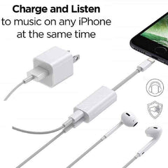 ZS-S1801 2 in 1 8 Pin Male to 8 Pin Charging + 8 Pin Audio Female Connector Earphone Adapter, Support Calls, Compatible with IOS 13 System