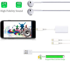 ZS-S1801 2 in 1 8 Pin Male to 8 Pin Charging + 8 Pin Audio Female Connector Earphone Adapter, Support Calls, Compatible with IOS 13 System