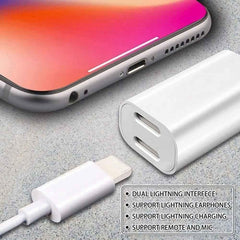 ZS-S1801 2 in 1 8 Pin Male to 8 Pin Charging + 8 Pin Audio Female Connector Earphone Adapter, Support Calls, Compatible with IOS 13 System