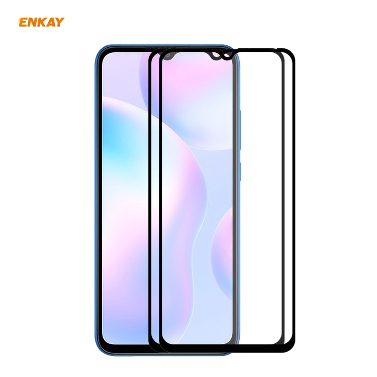 2 PCS ENKAY Hat-Prince Full Glue 0.26mm 9H 2.5D Tempered Glass Full Coverage Film