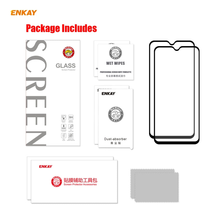 2 PCS ENKAY Hat-Prince Full Glue 0.26mm 9H 2.5D Tempered Glass Full Coverage Film, For Galaxy A01 2 PCS, For Samsung Galaxy A41, For  Galaxy A11 / M11 2 PCS, For Samsung Galaxy M31 / M21, For Galaxy A21s 2pcs, For Galaxy A31 2 PCS