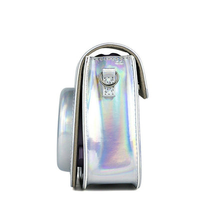 Richwell Portable Aurora  PU Leather Camera Case Camera Bag with Shoulder Strap, Suitable for Fujifilm Instax Mini 11, Rose Pink, Silver, Purple