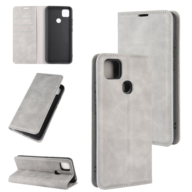 For Xiaomi Redmi 9C Retro-skin Business Magnetic Suction Leather Case with Holder & Card Slots & Wallet, For Redmi 9C