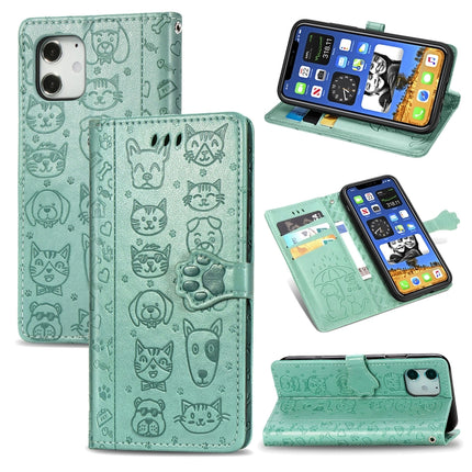Cute Cat and Dog Embossed Horizontal Flip Leather Case with Holder & Card Slots & Wallet & Lanyard, For iPhone 12 Pro Max, For iPhone 12 / 12 Pro, For iPhone 12 mini
