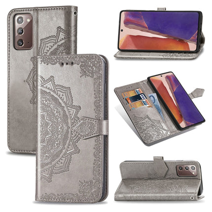 Mandala Flower Embossed Horizontal Flip Leather Case with Bracket / Card Slot / Wallet / Lanyard, For Galaxy Note20, For Galaxy Note20 Ultra