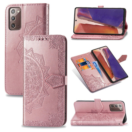 Mandala Flower Embossed Horizontal Flip Leather Case with Bracket / Card Slot / Wallet / Lanyard, For Galaxy Note20, For Galaxy Note20 Ultra