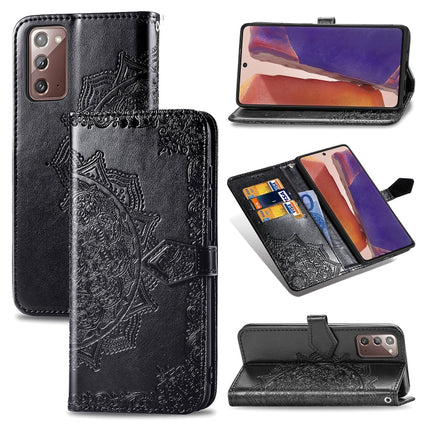 Mandala Flower Embossed Horizontal Flip Leather Case with Bracket / Card Slot / Wallet / Lanyard, For Galaxy Note20, For Galaxy Note20 Ultra
