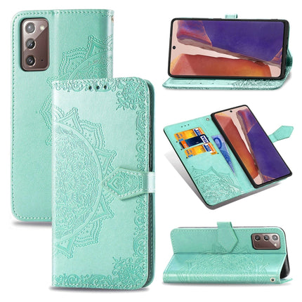 Mandala Flower Embossed Horizontal Flip Leather Case with Bracket / Card Slot / Wallet / Lanyard, For Galaxy Note20, For Galaxy Note20 Ultra
