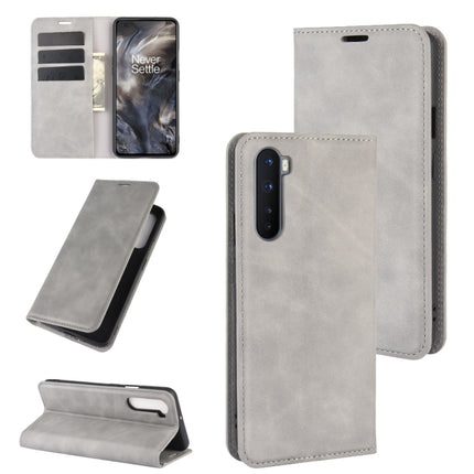 For OnePlus Nord Retro-skin Business Magnetic Suction Leather Case with Holder & Card Slots & Wallet, For OnePlus Nord