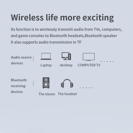 Transmisor de TV para computadora T6 Bluetooth 5.0, fibra coaxial, AUX, multifunción, tarjeta TF, transmisor de audio HiFI Bluetooth
