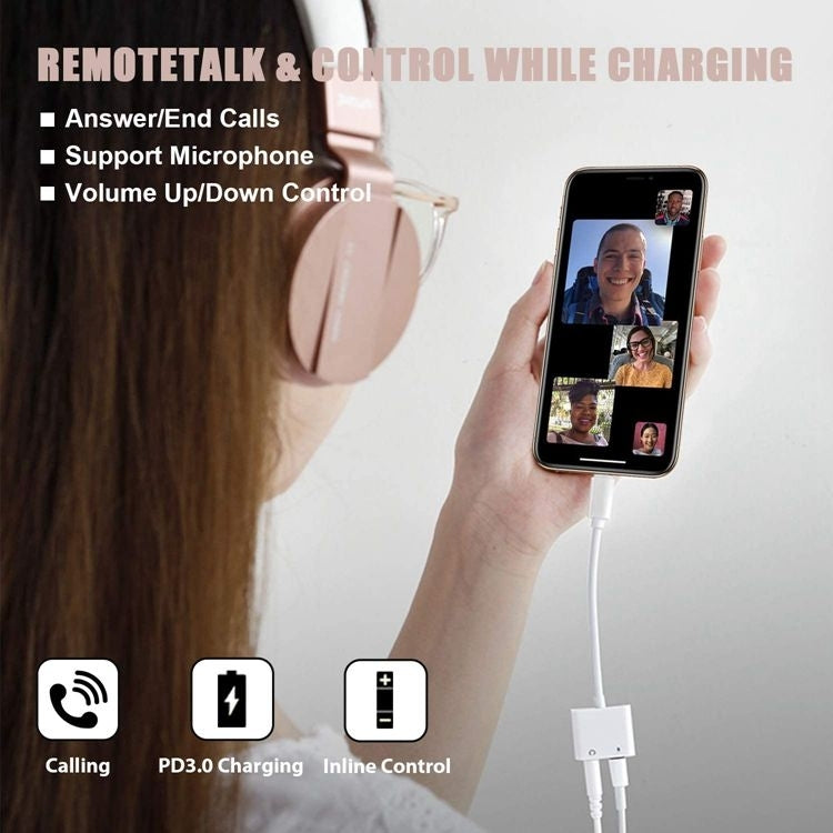 2 in 1 USB-C Adapter with 3.5mm Headphone Jack, Compatible for iPad Pro and Type-C Jack Phone