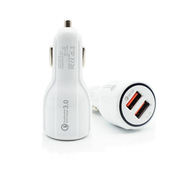 Qc3.0 Dual USB Car Charger + Micro USB Fast Charging Cable Car Charging Kit, Micro USB (White), Micro USB (Black)