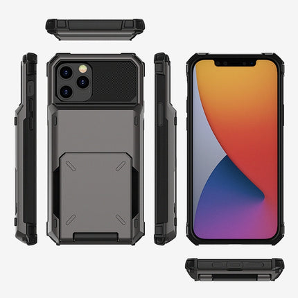 For iPhone 12 Scratch-Resistant Shockproof Heavy Duty Rugged Armor Protective Case with Card Slot, For iPhone 12 mini