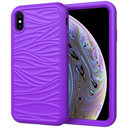 For iPhone XS Max Wave Pattern 3 in 1 Silicone+PC Shockproof Protective Case