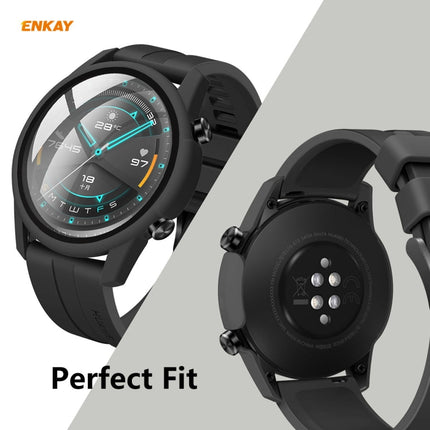 For Huawei Watch GT 2 46mm ENKAY Hat-Prince ENK-AC8202 Full Coverage PC Frosted Case + 9H Tempered Glass Protector