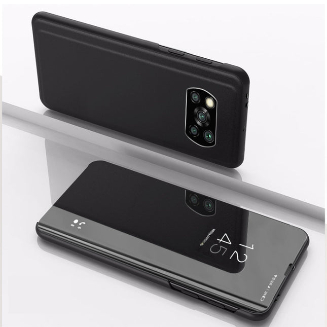 Plated Mirror Horizontal Flip Leather Case with Holder, For Xiaomi Poco X3 NFC