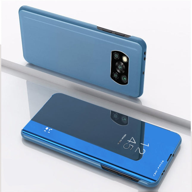 Plated Mirror Horizontal Flip Leather Case with Holder, For Xiaomi Poco X3 NFC
