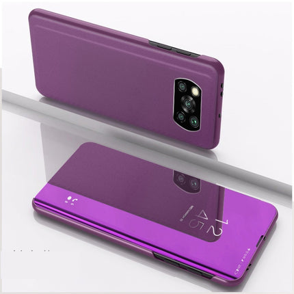 Plated Mirror Horizontal Flip Leather Case with Holder, For Xiaomi Poco X3 NFC
