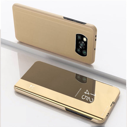 Plated Mirror Horizontal Flip Leather Case with Holder, For Xiaomi Poco X3 NFC
