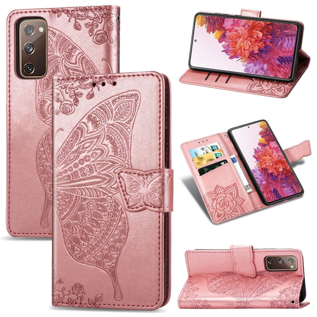 Butterfly Love Flower Embossed Horizontal Flip Leather Case with Bracket / Card Slot / Wallet / Lanyard, For Galaxy S20 FE / S20 Lite, For Xiaomi Poco X3 NFC, For Samsung Galaxy S20 FE, For LG Style3 L-41A