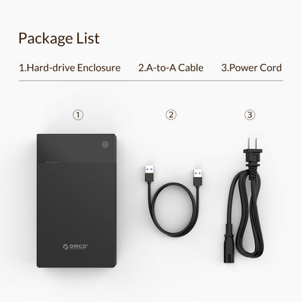 ORICO 3599U3 2.5 / 3.5-Inch Portable Hard-Drive Enclosure, EU Plug, EU Plug