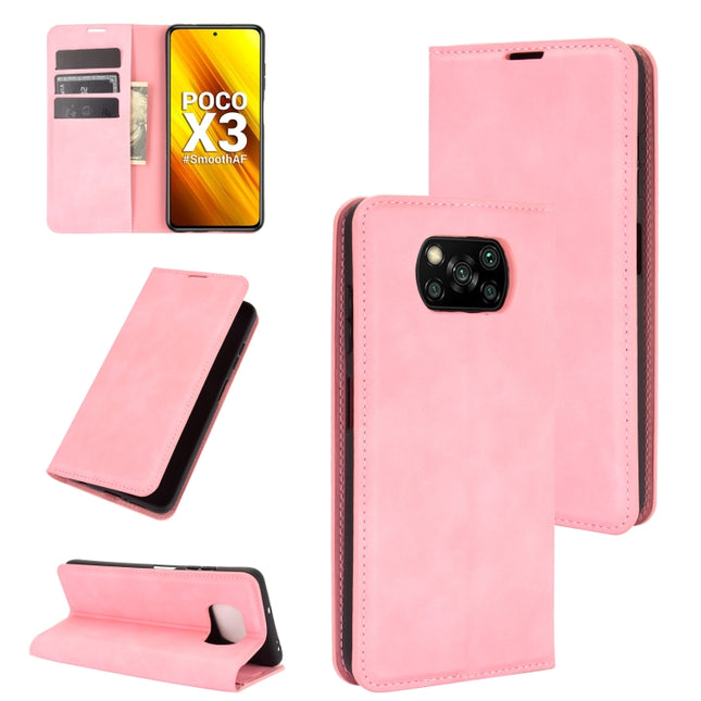 For Xiaomi Poco X3/X3 NFC Retro-skin Business Magnetic Suction Leather Case with Holder & Card Slots & Wallet, For Xiaomi Poco X3