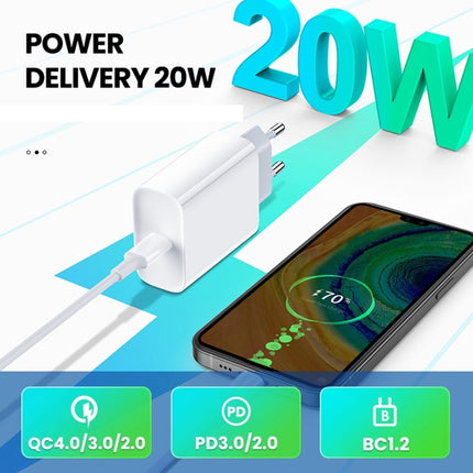 PD 20W Single USB-C / Type-C Interface Travel Charger, EU Plug