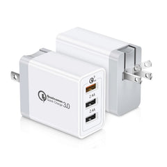 SDC-30W 2 in 1 USB to Micro USB Data Cable + 30W QC 3.0 USB + 2.4A Dual USB 2.0 Ports Mobile Phone Tablet PC Universal Quick Charger Travel Charger Set, US Plug, with Micro USB Cable, US Plug