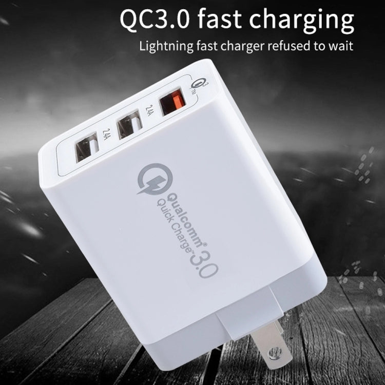 SDC-30W 2 in 1 USB to Micro USB Data Cable + 30W QC 3.0 USB + 2.4A Dual USB 2.0 Ports Mobile Phone Tablet PC Universal Quick Charger Travel Charger Set, US Plug, with Micro USB Cable, US Plug