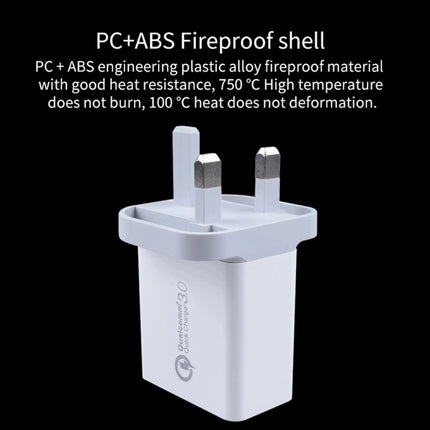 SDC-30W 2 in 1 USB to USB-C / Type-C Data Cable + 30W QC 3.0 USB + 2.4A Dual USB 2.0 Ports Mobile Phone Tablet PC Universal Quick Charger Travel Charger Set, UK Plug, with USB-C / Type-C Cable, UK Plug