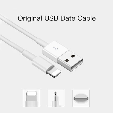 SDC-30W 2 in 1 USB auf 8 Pin Datenkabel + 30W QC 3.0 USB + 2.4A Dual USB 2.0 Ports Handy Tablet PC Universal Schnellladegerät Reiseladegerät Set, EU Stecker, mit 8 Pin Kabel, EU Stecker