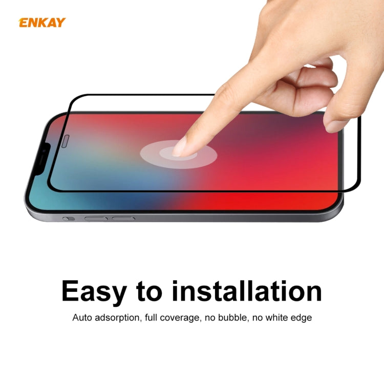 For iPhone 12 Hat-Prince ENKAY ENK-PC0682 Liquid Silicone Straight Edge Shockproof Case + 0.26mm 9H 2.5D Full Glue Tempered Glass Film, For iPhone 12