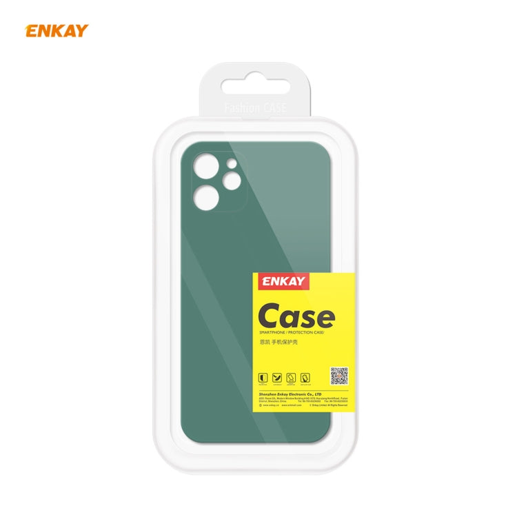 For iPhone 12 Hat-Prince ENKAY ENK-PC0682 Liquid Silicone Straight Edge Shockproof Case + 0.26mm 9H 2.5D Full Glue Tempered Glass Film, For iPhone 12