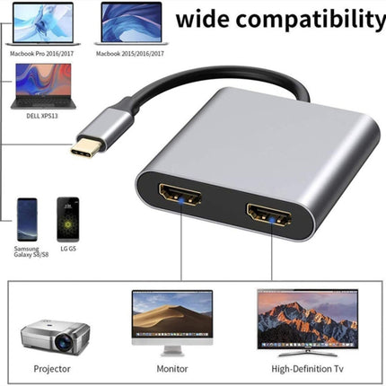 ZS-SGSHDMI USB-C / Type-C to Dual HDMI Adapter, USB-C / Type-C to Dual HDMI