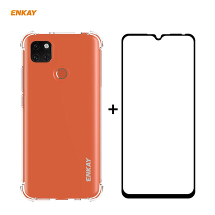 Hat-Prince ENKAY Clear TPU Shockproof Case Soft Anti-slip Cover + 0.26mm 9H 2.5D Full Glue Full Coverage Tempered Glass Protector Film, For Motorola Moto G9 / G9 Play, For Xiaomi Redmi 9A, For Xiaomi Redmi 9C, For Xiaomi 10T 5G / 10T Pro 5G            ...