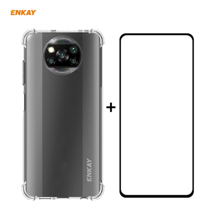 Hat-Prince ENKAY Clear TPU Shockproof Case Soft Anti-slip Cover + 0.26mm 9H 2.5D Full Glue Full Coverage Tempered Glass Protector Film, For Motorola Moto G9 / G9 Play, For Xiaomi Redmi 9A, For Xiaomi Redmi 9C, For Xiaomi 10T 5G / 10T Pro 5G            ...