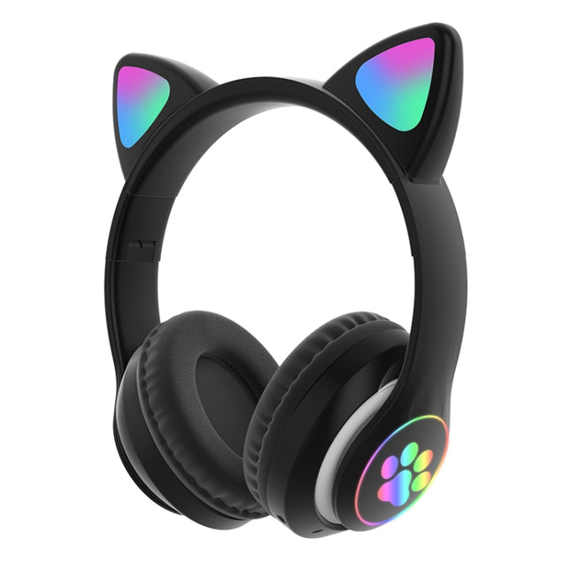 Auriculares estéreo con cancelación de ruido y graves con orejas de gato RGB de conexión dual Bluetooth 5.0 de 3,5 mm TN-28, compatibles con tarjeta TF y micrófono