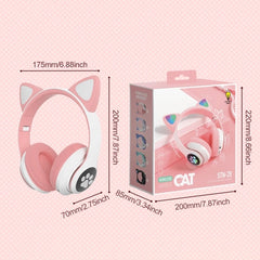 TN-28 3.5mm Bluetooth 5.0 Dual Connection RGB Cat Ear Bass Stereo Noise-cancelling Headphones Support TF Card With Mic