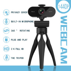 B1 4 Million Pixels 2K Resolution HD 1080P 360 Degrees Rotation Webcam with Mic & Tripod