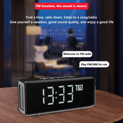 T&amp;G TG174 TWS Mmirror Bluetooth-Lautsprecher, unterstützt Wecker / Zeit- und Temperaturanzeige / Micro-SD-Karte / FM / MP3