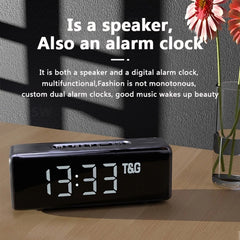 T&amp;G TG174 TWS Mmirror Bluetooth-Lautsprecher, unterstützt Wecker / Zeit- und Temperaturanzeige / Micro-SD-Karte / FM / MP3