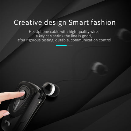 F930 CSR4.1 Retractable Cable Caller Vibration Reminder Anti-theft Bluetooth Headset, Black, Silver